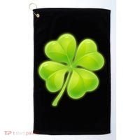 Cute St Patricks Day Lucky Glowing Shamrock Clover Golf Towel thumb 0