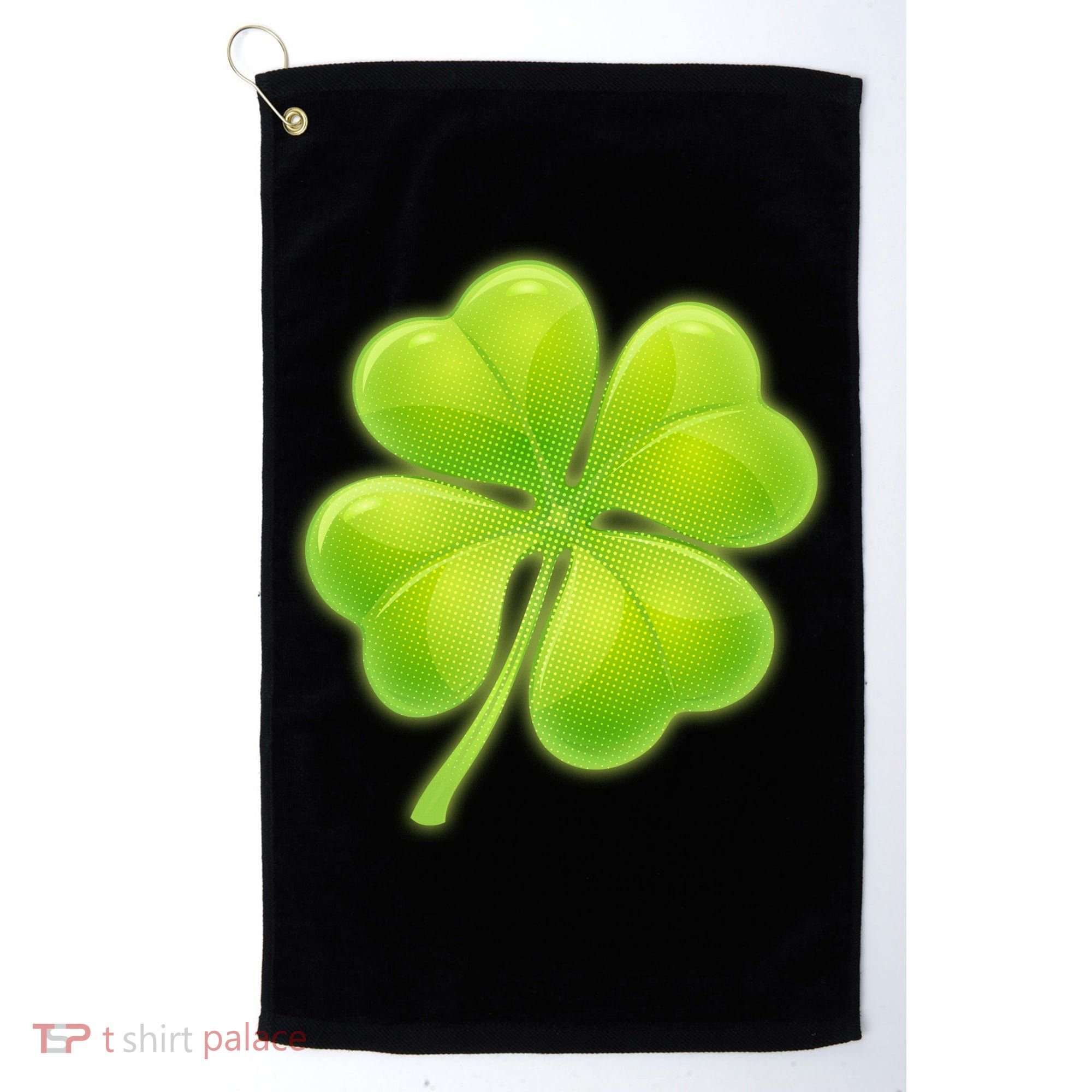 Cute St Patricks Day Lucky Glowing Shamrock Clover Golf Towel
