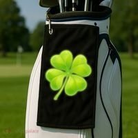 Cute St Patricks Day Lucky Glowing Shamrock Clover Golf Towel thumb 2