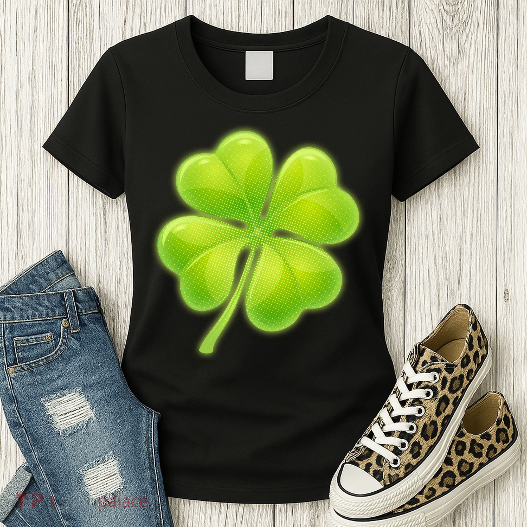 Cute St Patricks Day Lucky Glowing Shamrock Clover Women's T-Shirt