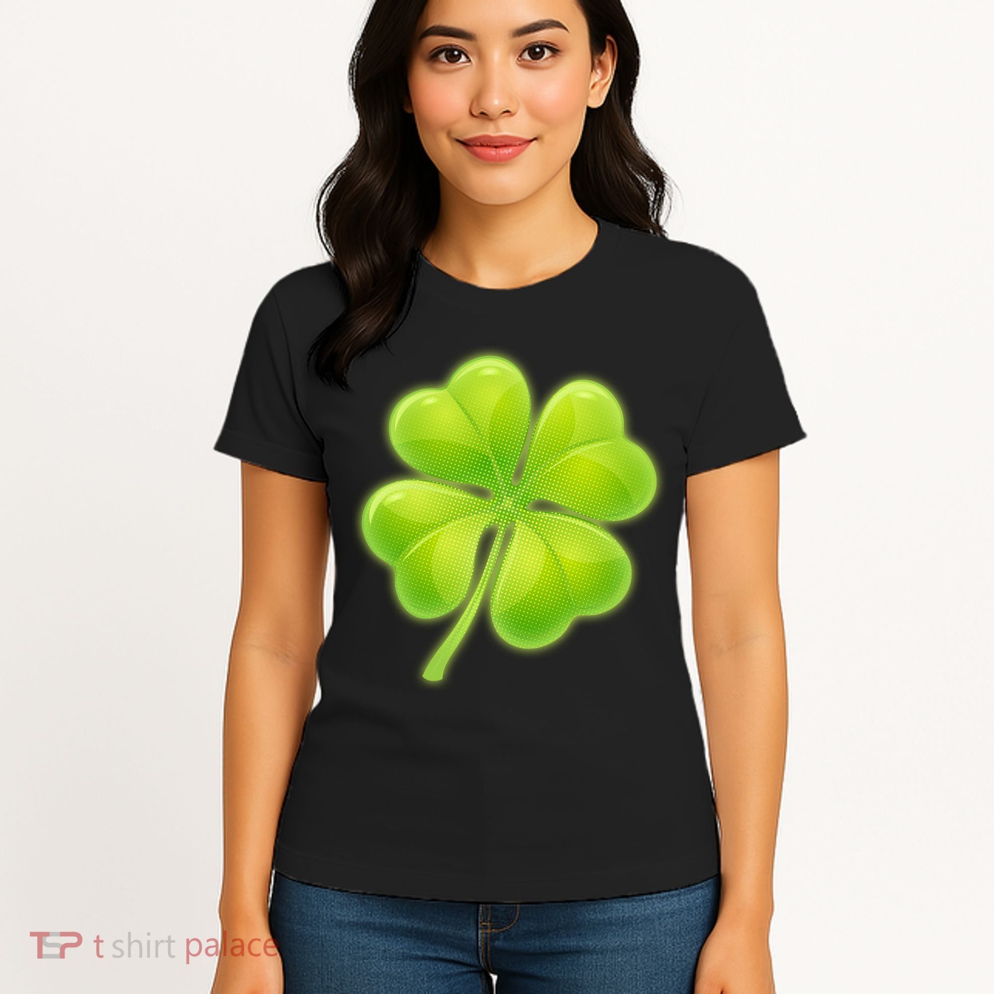 Cute St Patricks Day Lucky Glowing Shamrock Clover Women's T-Shirt
