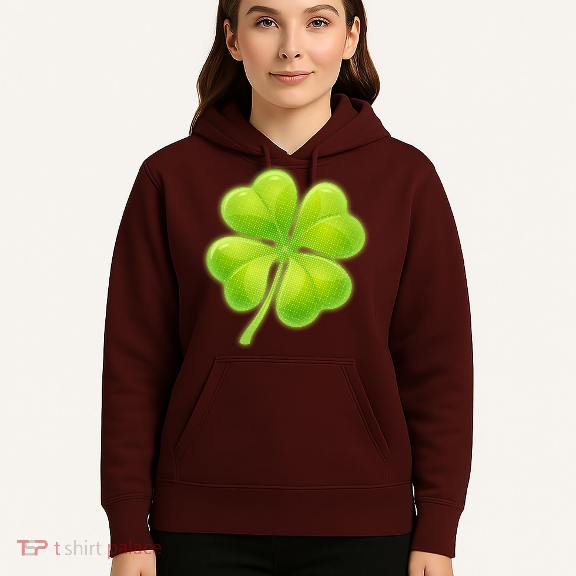 Cute St Patricks Day Lucky Glowing Shamrock Clover Hoodie