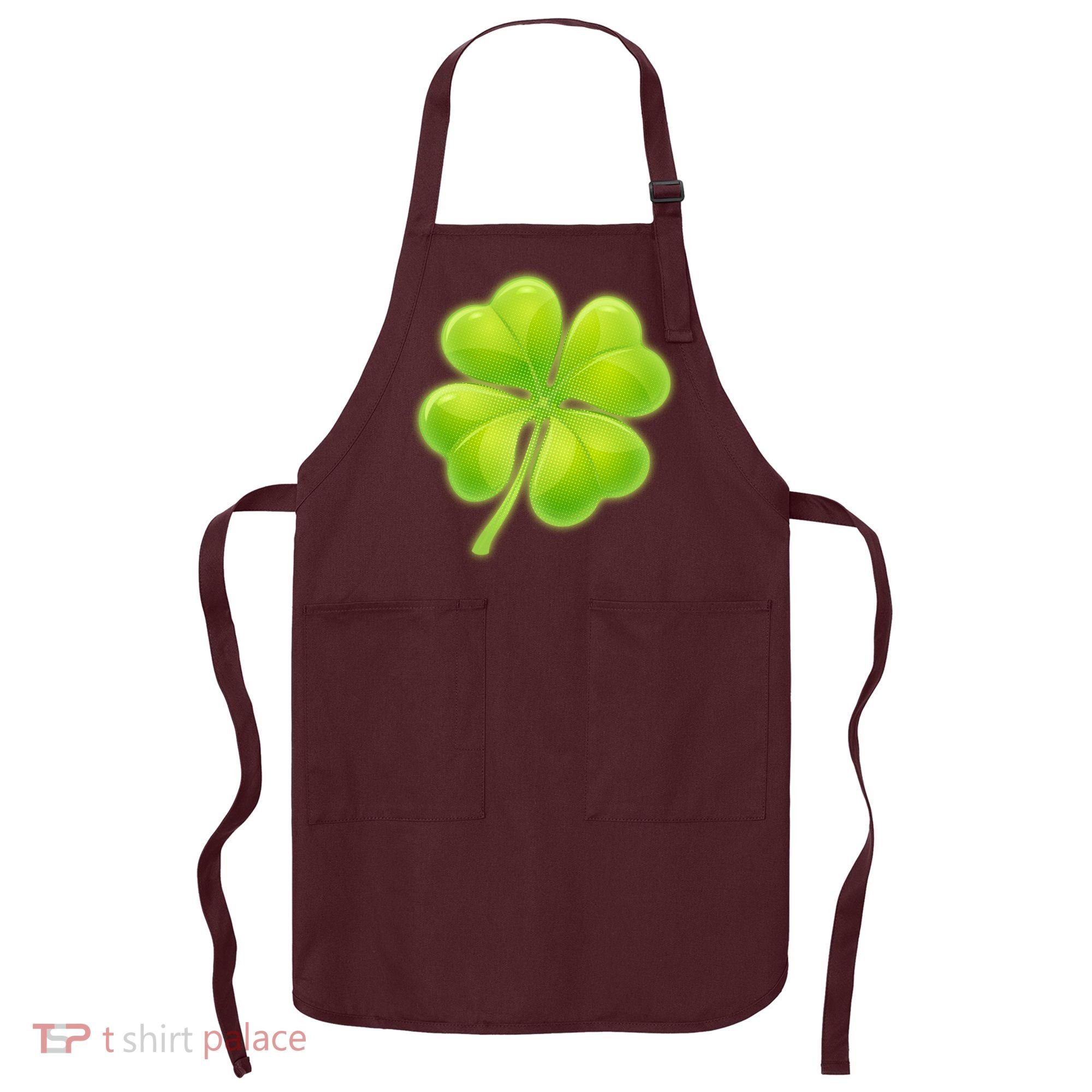 Cute St Patricks Day Lucky Glowing Shamrock Clover Apron
