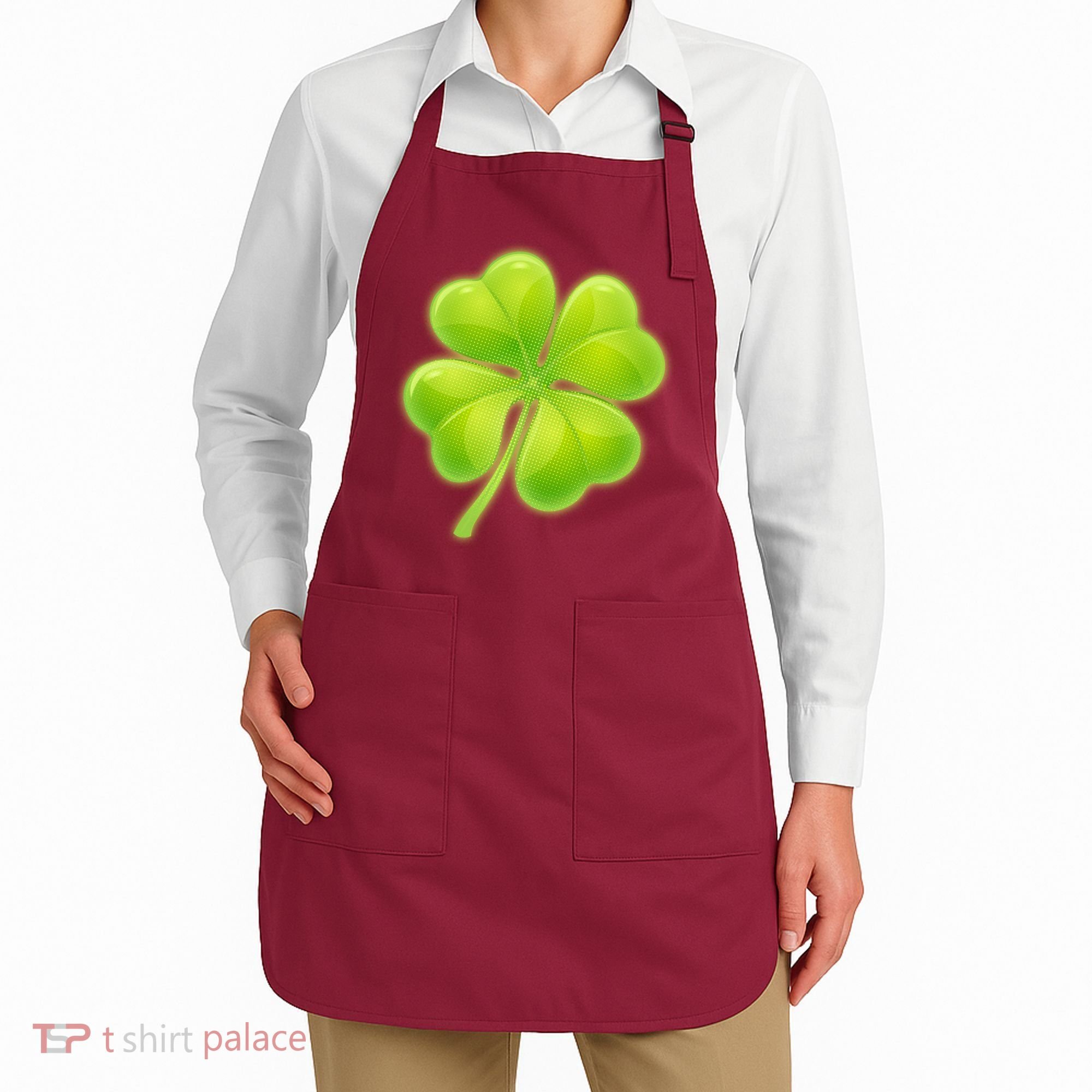 Cute St Patricks Day Lucky Glowing Shamrock Clover Apron