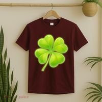 Cute St Patricks Day Lucky Glowing Shamrock Clover T-Shirt thumb 2