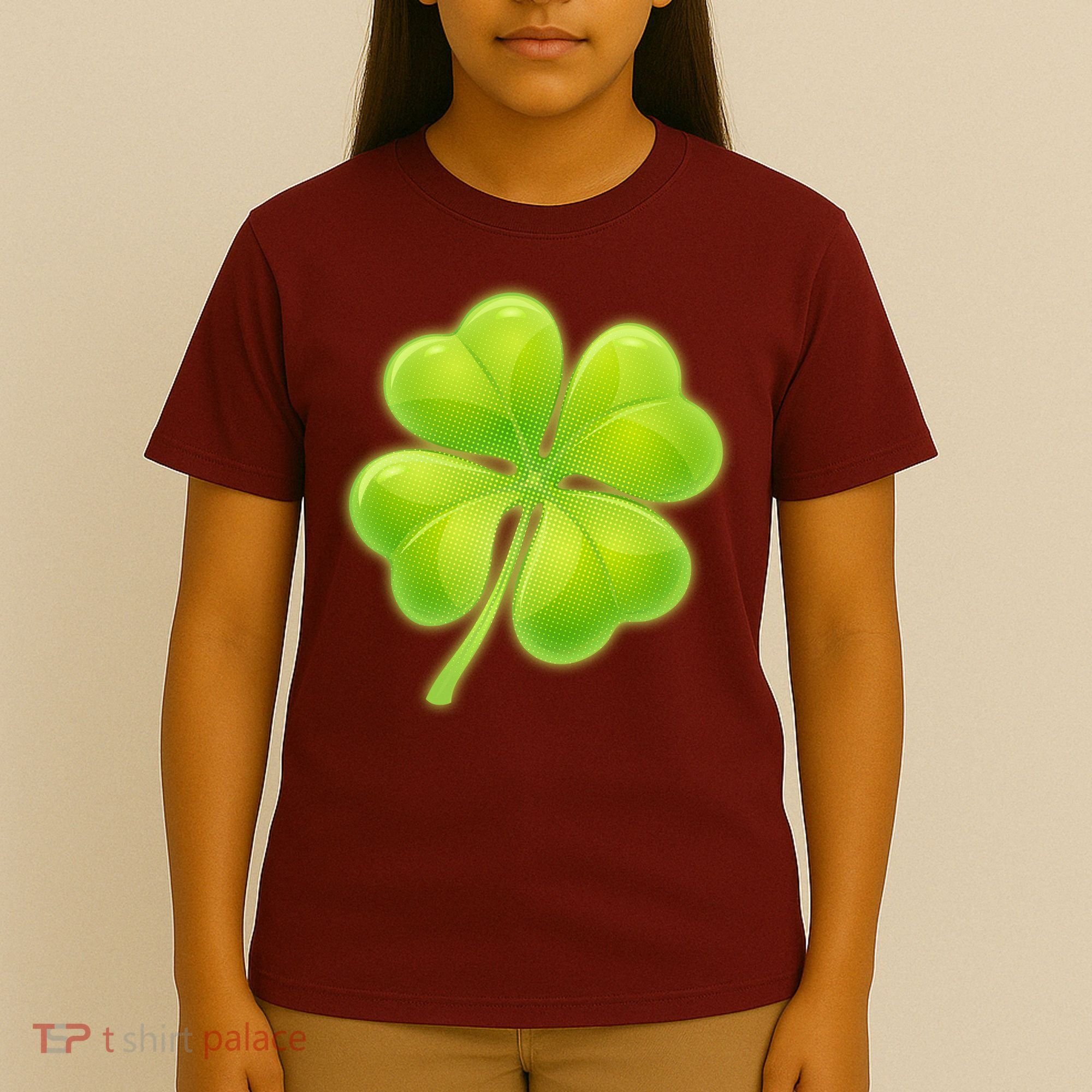 Cute St Patricks Day Lucky Glowing Shamrock Clover T-Shirt