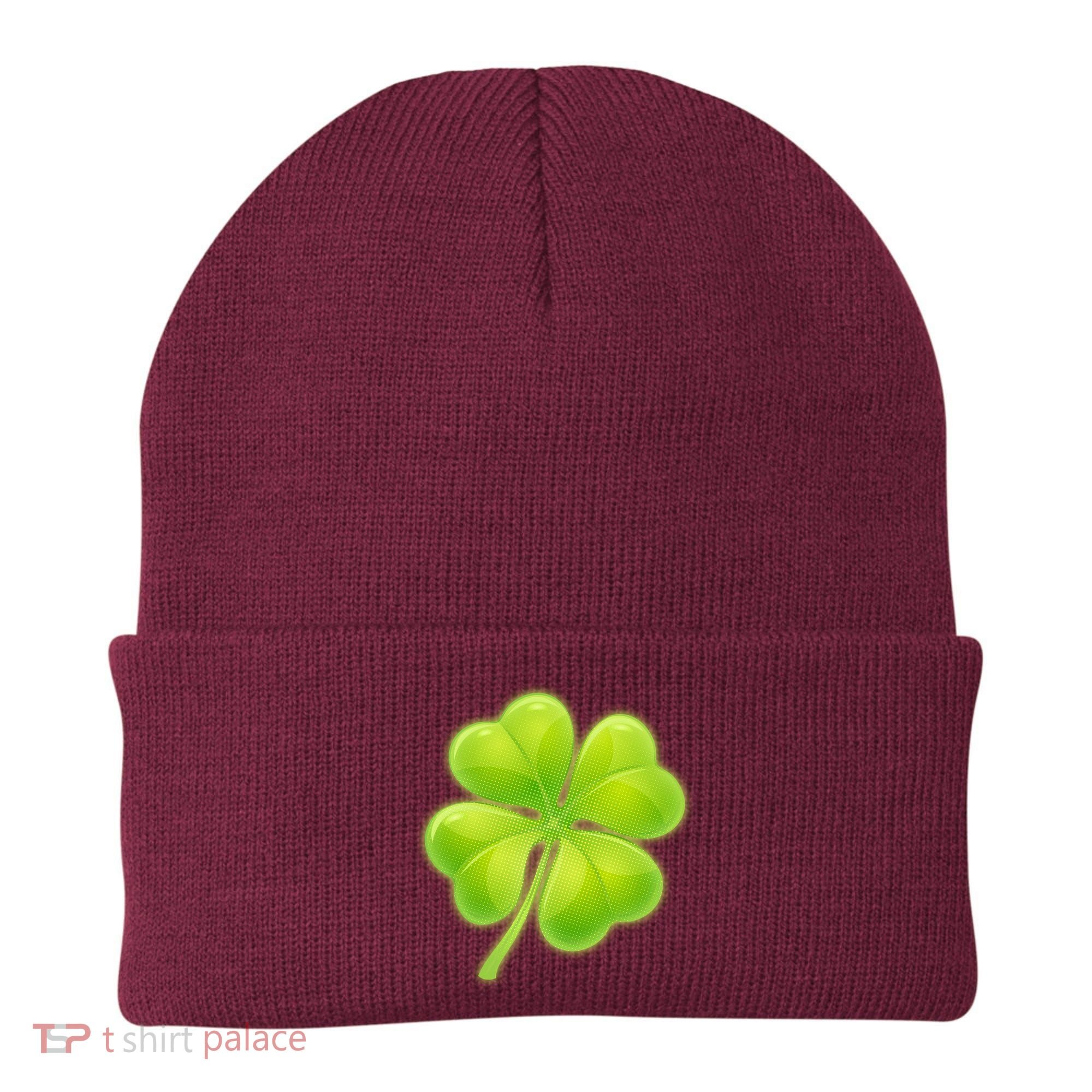 Cute St Patricks Day Lucky Glowing Shamrock Clover Beanie