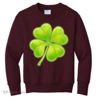 Cute St Patricks Day Lucky Glowing Shamrock Clover Kids Sweatshirt