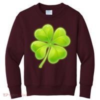 Cute St Patricks Day Lucky Glowing Shamrock Clover Kids Sweatshirt thumb 0