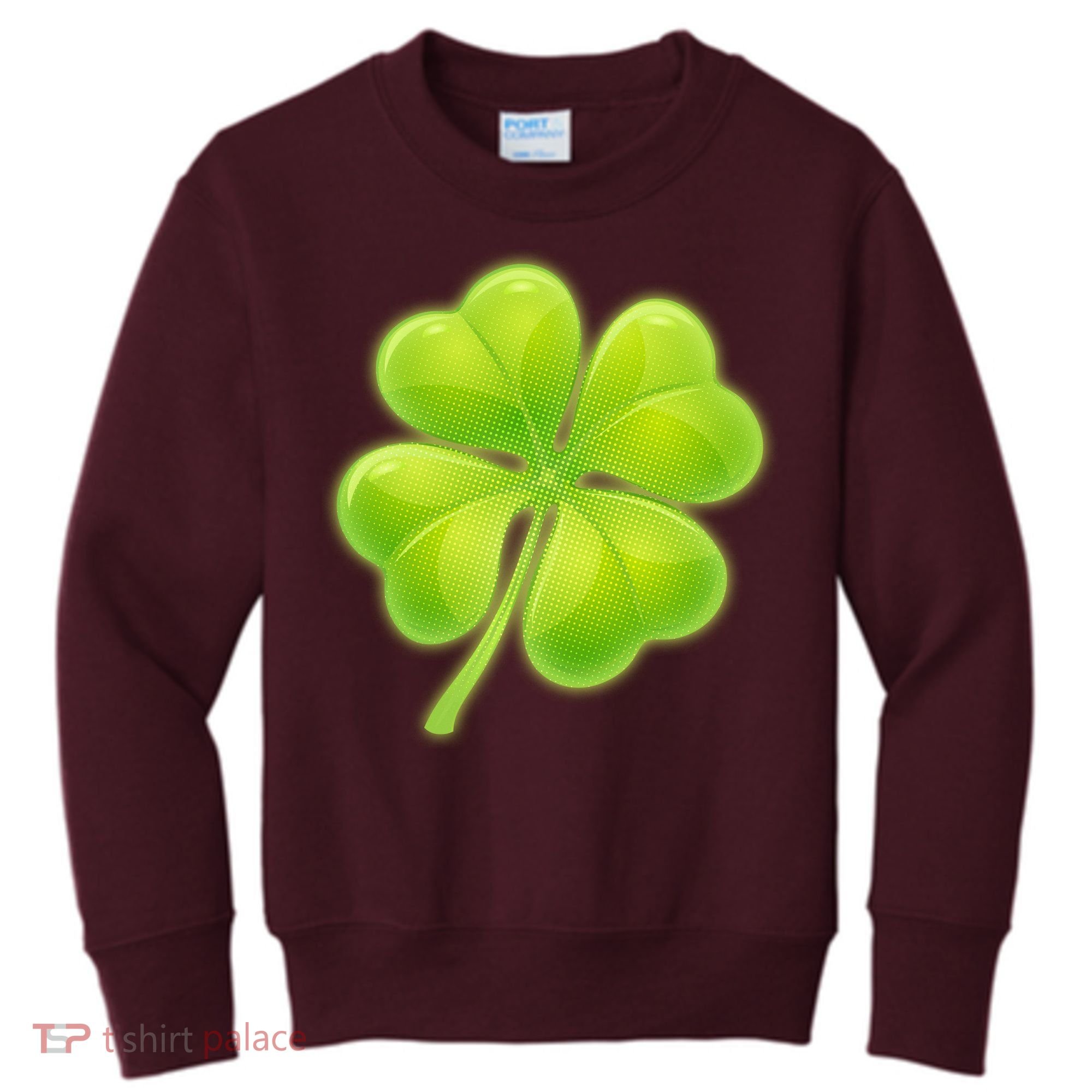 Cute St Patricks Day Lucky Glowing Shamrock Clover Kids Sweatshirt