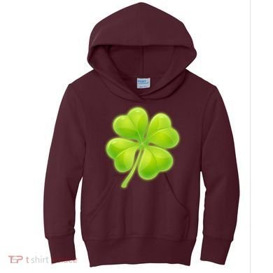 Cute St Patricks Day Lucky Glowing Shamrock Clover Kids Hoodie
