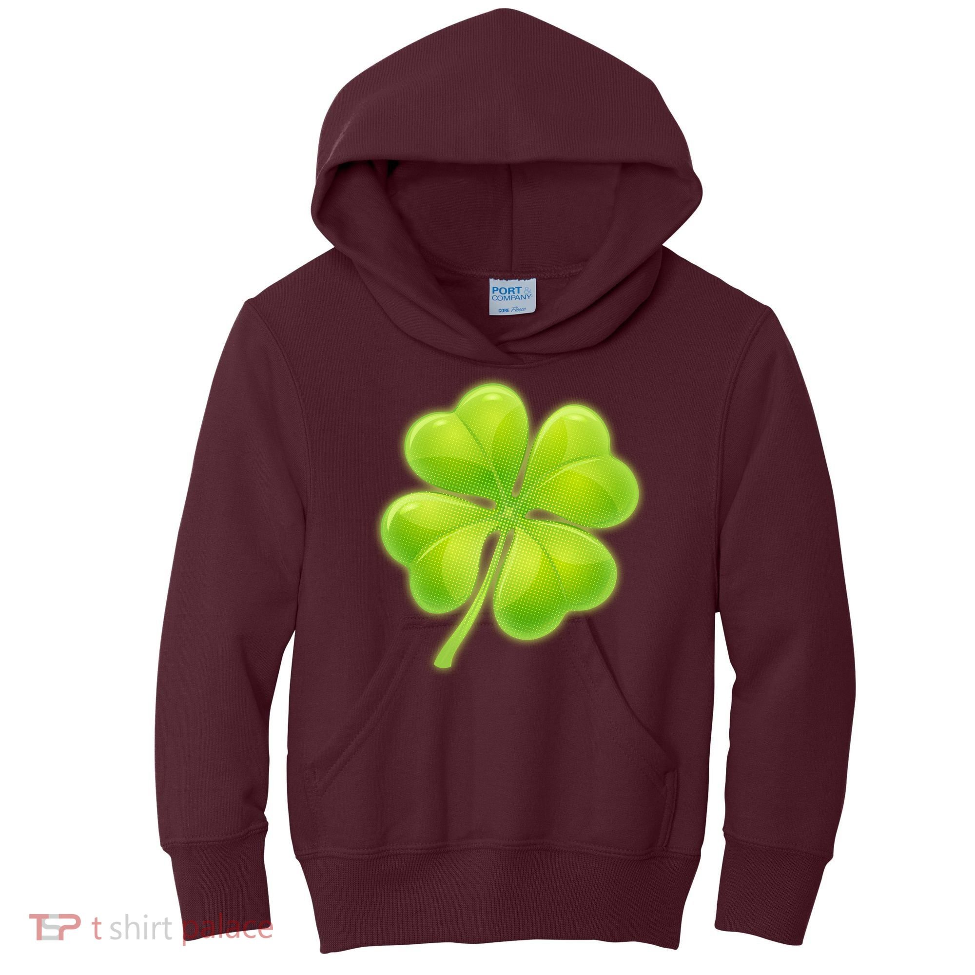 Cute St Patricks Day Lucky Glowing Shamrock Clover Kids Hoodie