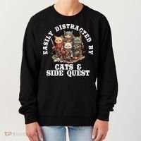 Cats Side Quest Distracted Tabletop Funny Women's Sweatshirt thumb 0