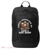 Cats Side Quest Distracted Tabletop Funny City Backpack thumb 0