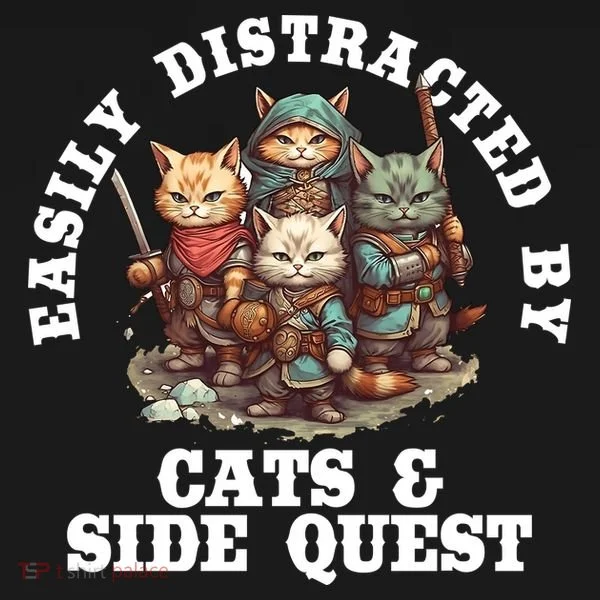 Cats Side Quest Distracted Tabletop Funny Bucket Hat