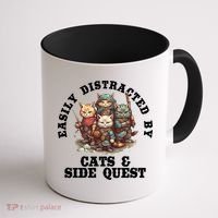 Cats Side Quest Distracted Tabletop Funny Coffee Mug thumb 1