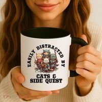 Cats Side Quest Distracted Tabletop Funny Coffee Mug thumb 3