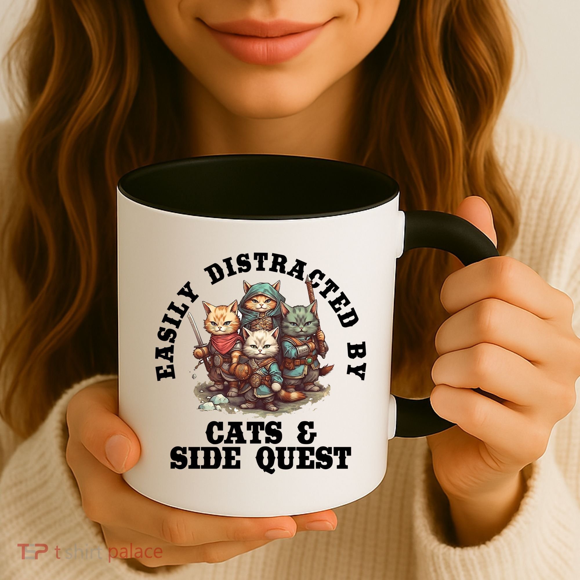 Cats Side Quest Distracted Tabletop Funny Coffee Mug