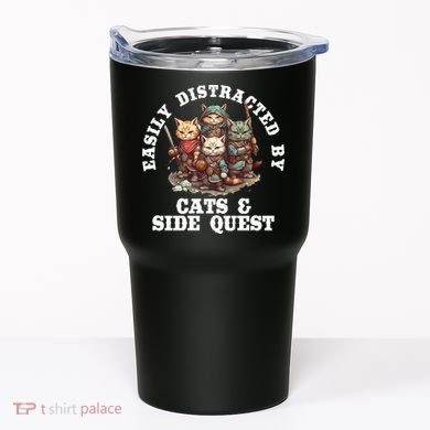 Cats Side Quest Distracted Tabletop Funny Tumbler