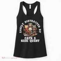 Cats Side Quest Distracted Tabletop Funny Women's Tank Top thumb 0