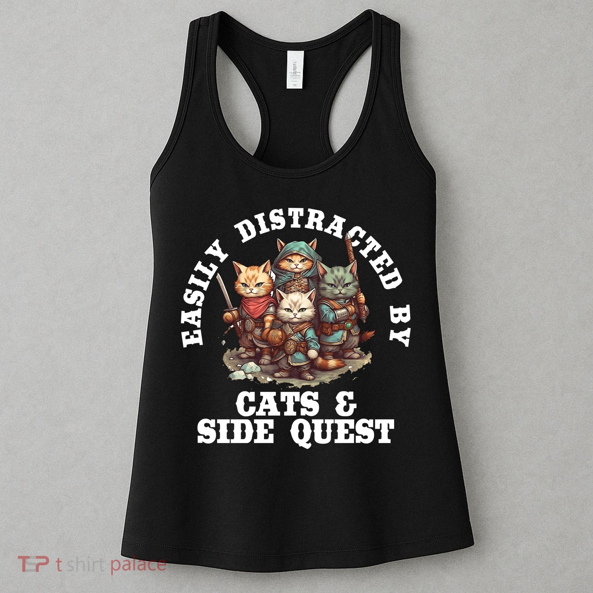 Cats Side Quest Distracted Tabletop Funny Women's Tank Top