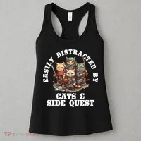 Cats Side Quest Distracted Tabletop Funny Women's Tank Top thumb 3