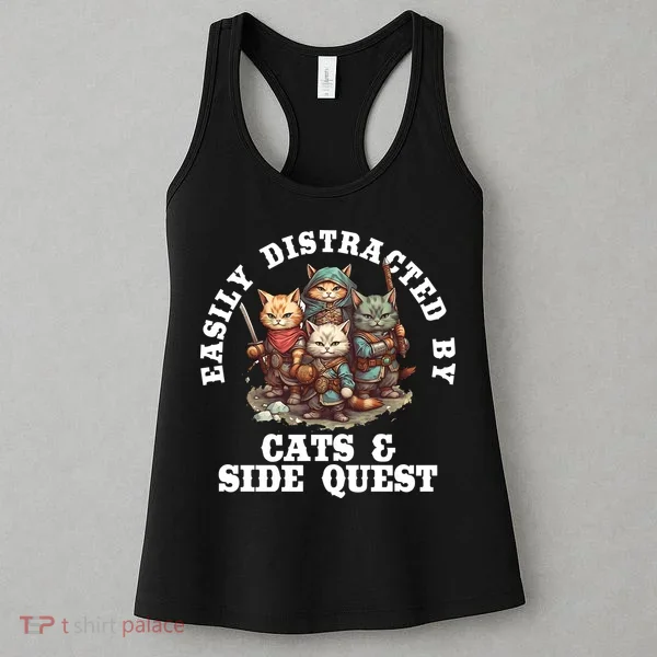 Cats Side Quest Distracted Tabletop Funny Women's Tank Top