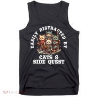 Cats Side Quest Distracted Tabletop Funny Tank Top thumb 0