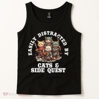 Cats Side Quest Distracted Tabletop Funny Tank Top thumb 2