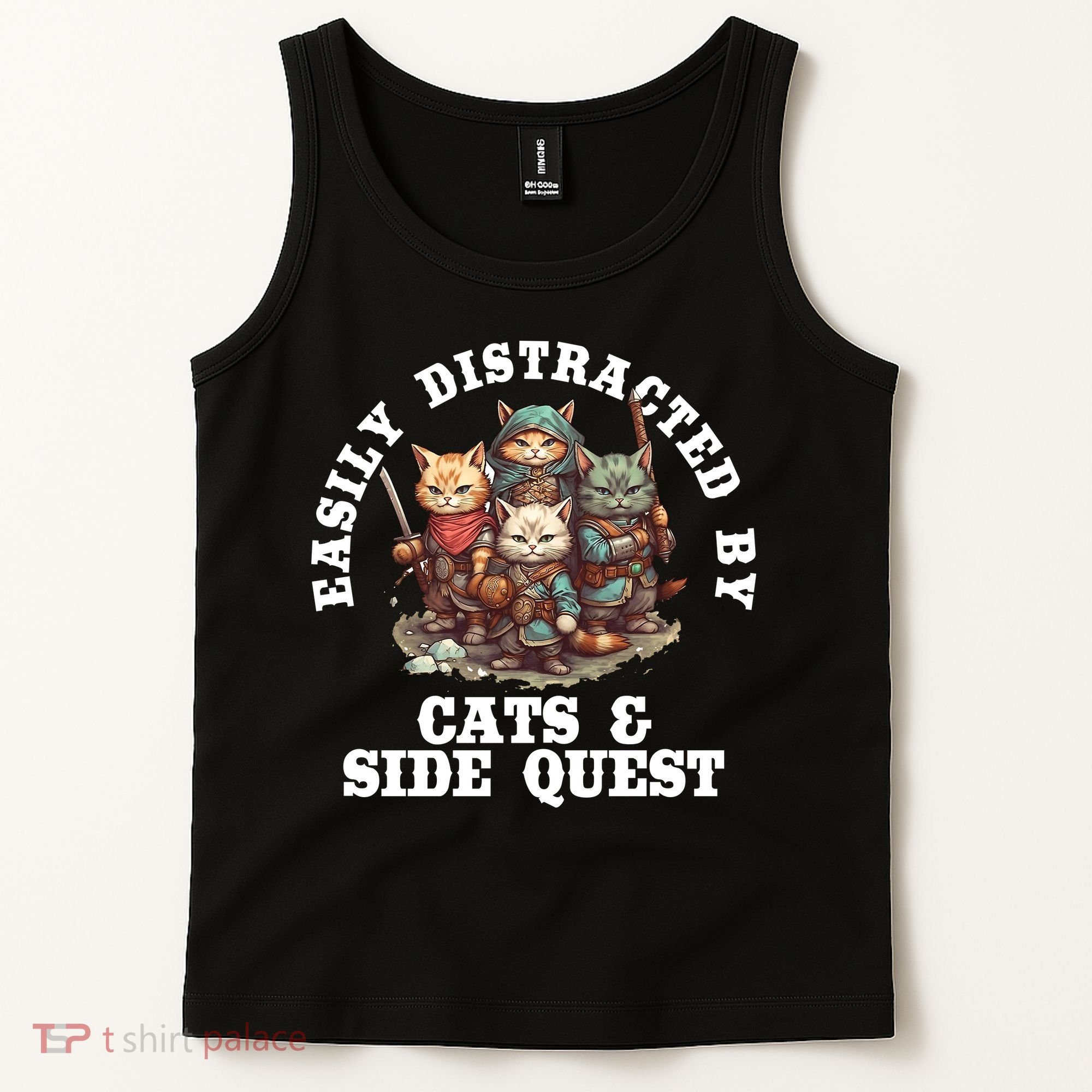 Cats Side Quest Distracted Tabletop Funny Tank Top