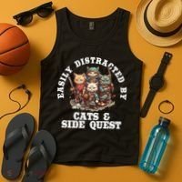 Cats Side Quest Distracted Tabletop Funny Tank Top thumb 4