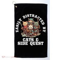 Cats Side Quest Distracted Tabletop Funny Golf Towel thumb 0