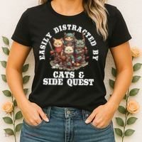 Cats Side Quest Distracted Tabletop Funny Women's T-Shirt thumb 2