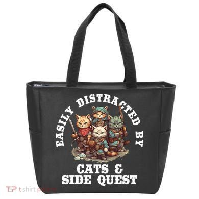 Cats Side Quest Distracted Tabletop Funny Tote Bag