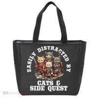 Cats Side Quest Distracted Tabletop Funny Tote Bag thumb 0