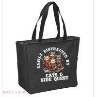 Cats Side Quest Distracted Tabletop Funny Tote Bag thumb 2