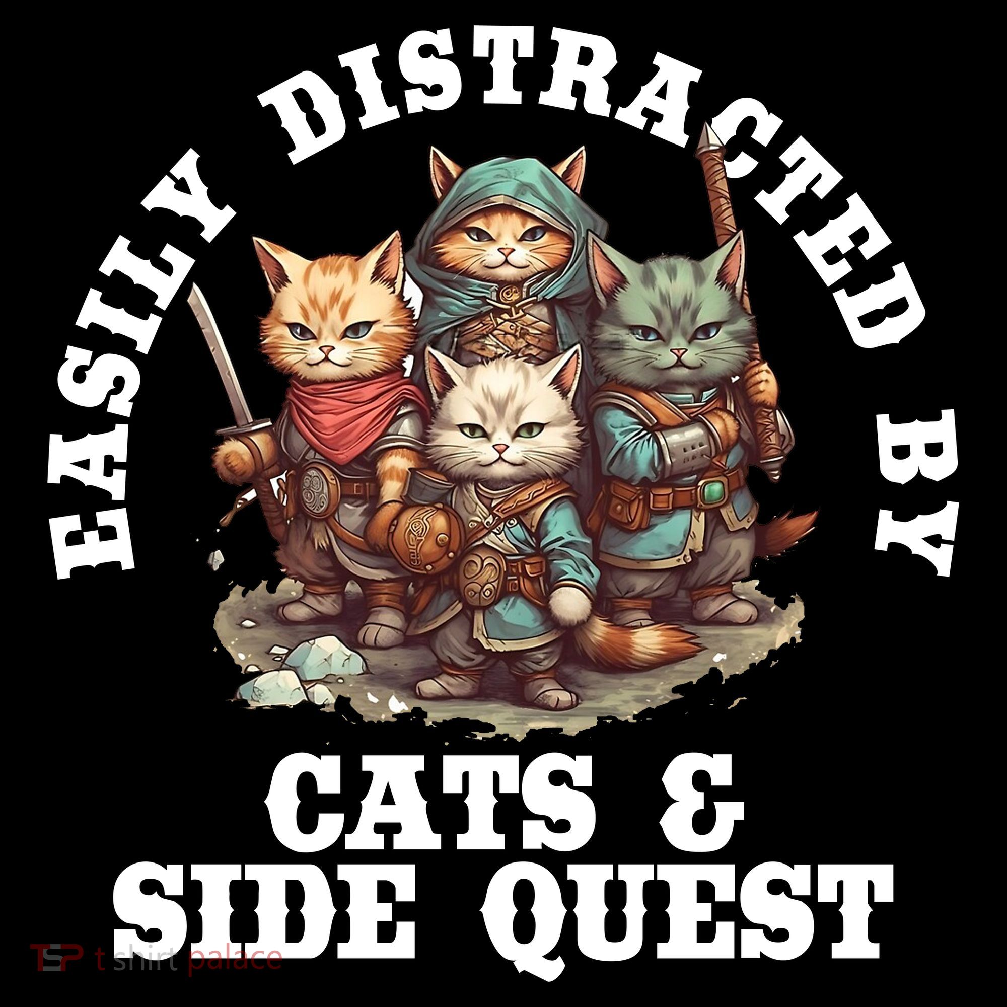 Cats Side Quest Distracted Tabletop Funny Tote Bag