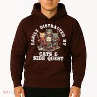 Cats Side Quest Distracted Tabletop Funny Hoodie thumb 2