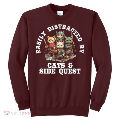 Cats Side Quest Distracted Tabletop Funny Sweatshirt
