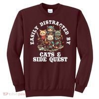 Cats Side Quest Distracted Tabletop Funny Sweatshirt thumb 0