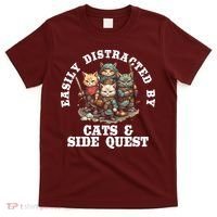 Cats Side Quest Distracted Tabletop Funny T-Shirt thumb 0