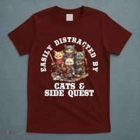Cats Side Quest Distracted Tabletop Funny T-Shirt thumb 5