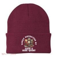Cats Side Quest Distracted Tabletop Funny Beanie thumb 0