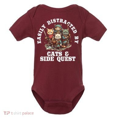 Cats Side Quest Distracted Tabletop Funny Baby Bodysuit