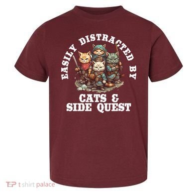 Cats Side Quest Distracted Tabletop Funny Toddler T-Shirt
