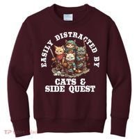 Cats Side Quest Distracted Tabletop Funny Kids Sweatshirt thumb 0