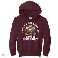 Cats Side Quest Distracted Tabletop Funny Kids Hoodie thumb 0