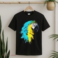 Colourful Scarlet Red Macaw Parrot Bird Painting Of Watercolour T-Shirt thumb 2