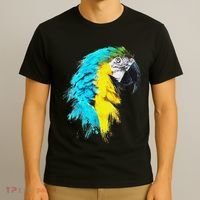 Colourful Scarlet Red Macaw Parrot Bird Painting Of Watercolour T-Shirt thumb 3