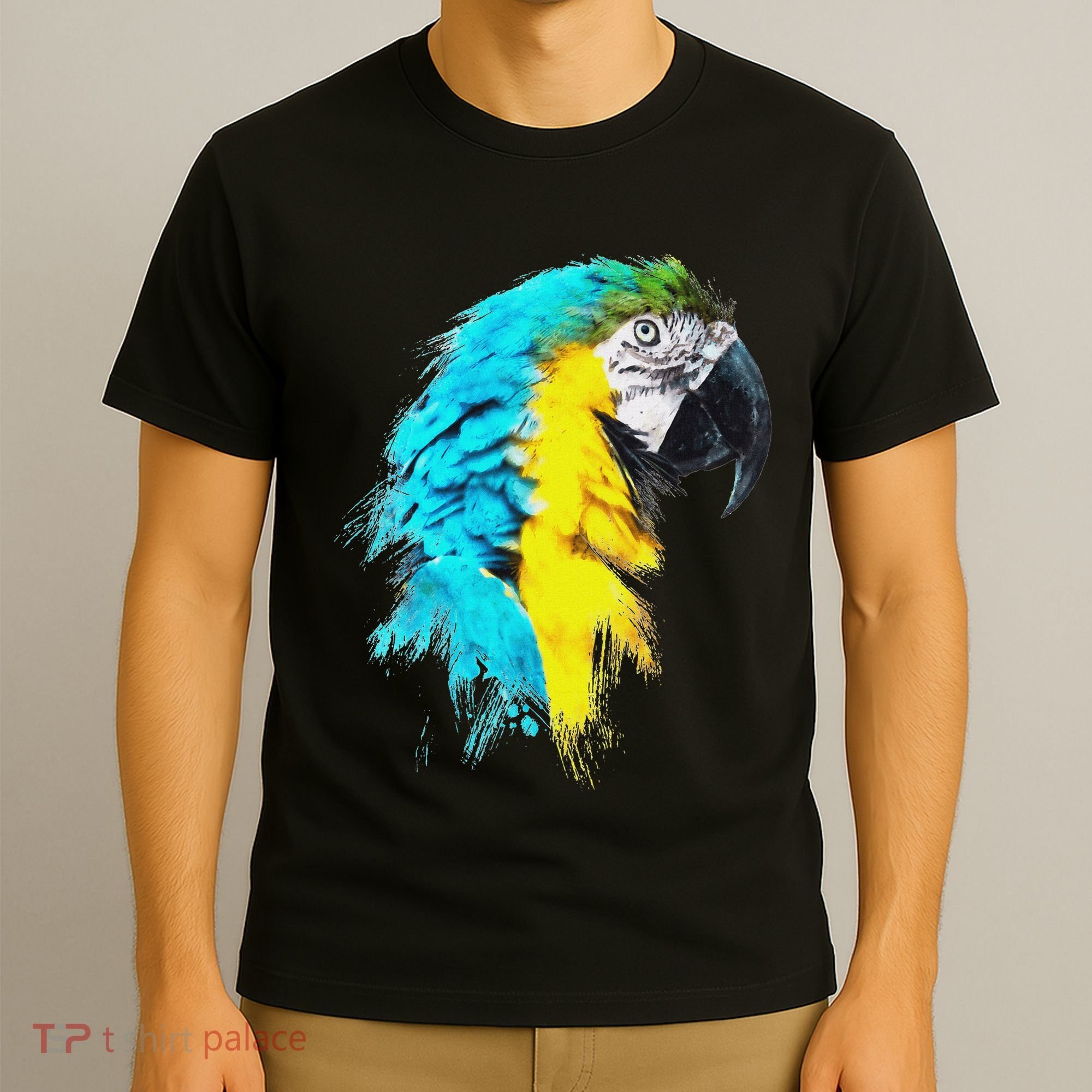 Colourful Scarlet Red Macaw Parrot Bird Painting Of Watercolour T-Shirt